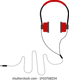 Red headphones, illustration, vector on a white background.