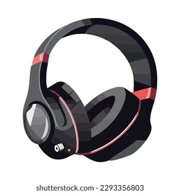 red Headphones modern technology icon isolated