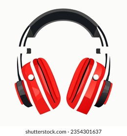 Red headphones on a white background. Vector illustration. Eps 10.