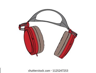 red headphones vector