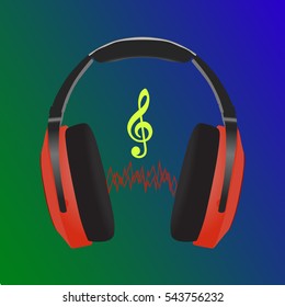 Red Headphones vector illustration