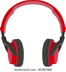 Red headphones. Vector image.