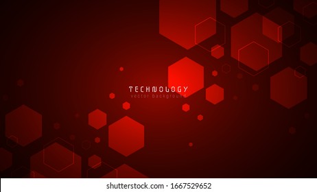 Red health hexagon technology. Abstract vector background,modern innovation technology business background. Futuristic tech background.