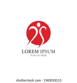 Red healthy abstract people. Circle logo vector.