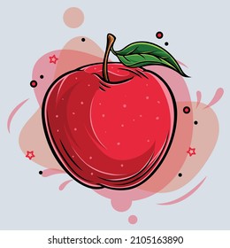 roter gesunder Apfel mit grünem Blatt