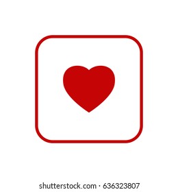 Red hear icon. Flat design. Vector.