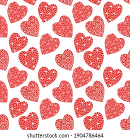 corazón rojo con flores vectorial sin costuras