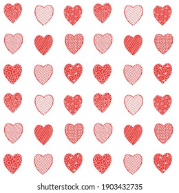 vector de corazón rojo patrón sin fisuras