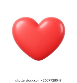Red Heart 3D icon symbol vector transparent no background 