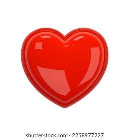 Red Heart. 3d realistic red gloss plastic heart with rim isolated on white background. Valentines Day, Wedding, Birthday, Anniversary, Mothers Day decoration. Conceptual symbol. 3d vector object