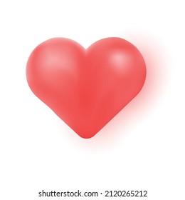 Red heart 3D, Vector Illustration. Perfect red heart vector isolated.