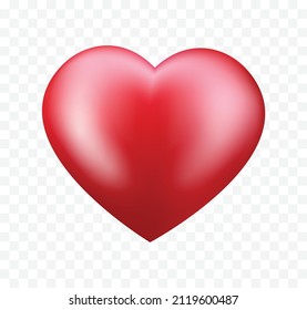 Red heart 3D vector isolated on transparent background. Heart icon design. 