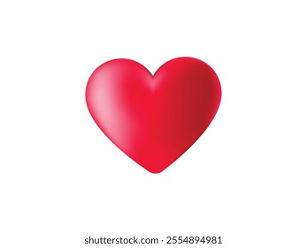 Red heart 3D Vector Shape isolated on white background. Love Heart Shape Symbol. Red Heart 3D Vector Illustration - Love Symbol Shape Isolated on White Background