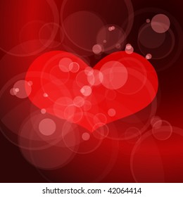 Red heart & abstract background  - lens flares & blood color