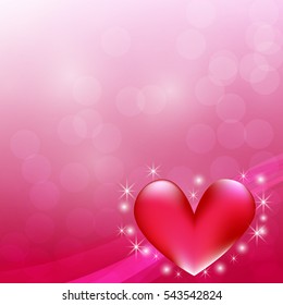 Red heart and abstract pink background vector illustration
