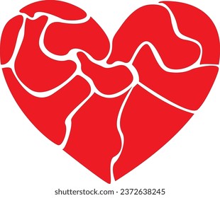 Red heart abstract vector illustration. Valentine's day, wedding concept.
