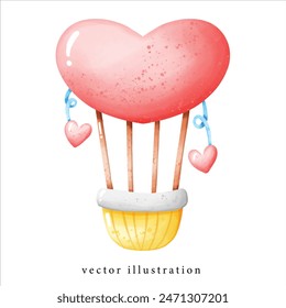 red heart air balloon , valentines illustration element.	