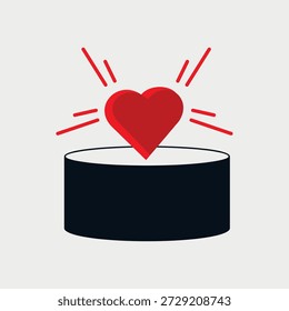 Corazón Rojo Aparece En El Logotipo de La Caja. Ilustración vectorial EPS 10.