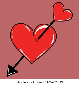 Red heart with an arrow