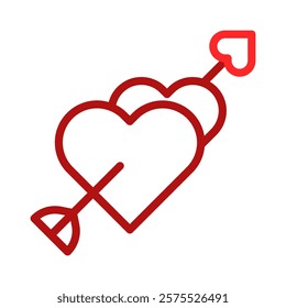 Red Heart and Arrow Icon Vector Simple