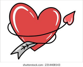 Red Heart with Arrow Illustration
