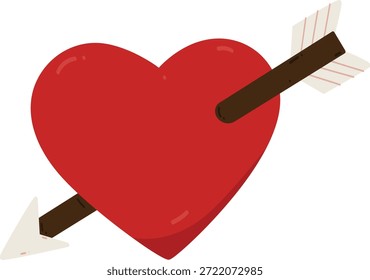 red heart with arrow isolated on white