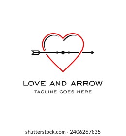 Red Heart with Arrow on black logo design