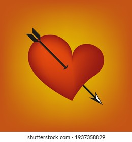 Red Heart with arrow and orange background