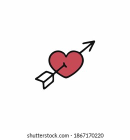 Red heart and arrow for Valentine's day. Illustration for the Valentine's day. Element for the design of a postcard.