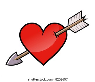 Red heart with arrow. Vector.