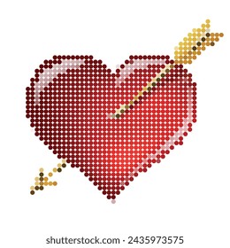 Red heart with an arrow from vector circles