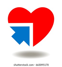 Red Heart Arrow Vector Icon. Innovation Information Technology Integration Illustration.