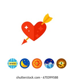 Red heart with arrow vector icon