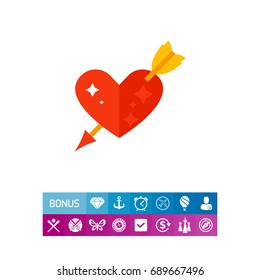 Red heart with arrow vector icon
