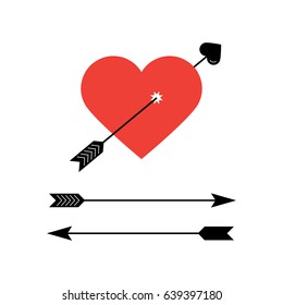 Red heart and arrows icon vector illustration on white background.