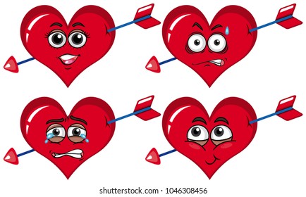 Red heart with arrows illustration