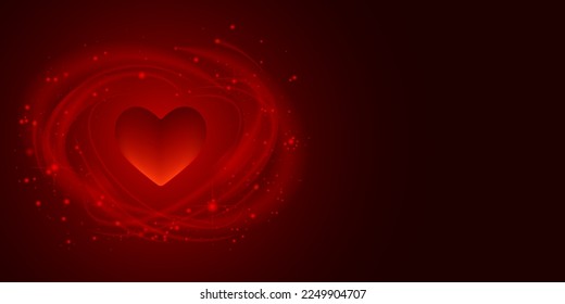 Corazón rojo. Antecedentes. Tarjeta. Ilustración vectorial.