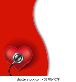 Red Heart Background With Gradient Mesh, Vector Illustration