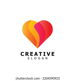 Red heart background Logo Template