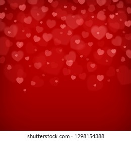 Red heart background, Love pattern with red hearts for Valentine Day. Vector illustration.