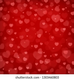 Red heart background, Love pattern with red hearts for Valentine Day. Vector illustration.