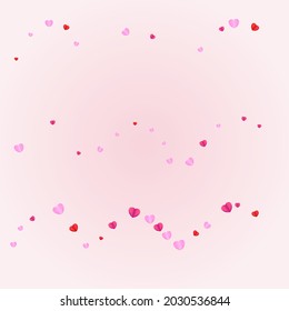 Red Heart Background Pink Vector. Gift Pattern Confetti. Lilac Folded Backdrop. Violet Confetti Isolated Frame. Fond Drop Texture.