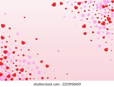 Red Heart Background Pink Vector. Romance Illustration Confetti. Purple Design Texture. Pinkish Confetti Present Pattern. Tender Greeting Backdrop.