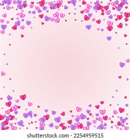 Red Heart Background Pink Vector. Valentine Frame Confetti. Purple Rain Backdrop. Fond Confetti Birthday Texture. Tender Cut Illustration.