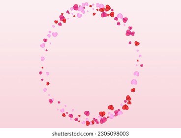 Red Heart Background Pink Vector. Volume Pattern Confetti. Purple Romance Backdrop. Tender Confetti Bright Illustration. Pinkish Sweetheart Texture.