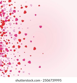 Red Heart Background Pink Vector. Wallpaper Frame Confetti. Purple Honeymoon Texture. Pinkish Heart Color Pattern. Violet Decor Illustration.