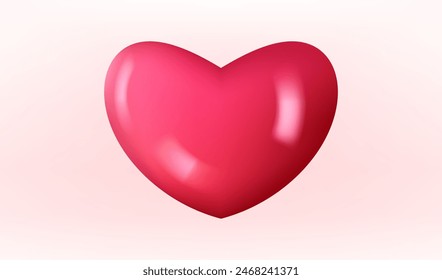Fondo rojo del corazón. Símbolo 3D realista del amor. Ilustración vectorial de corazón de San Valentín. 