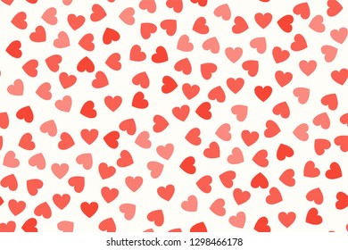 Red heart background. Seamless vector pattern. Cute print