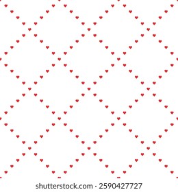 Red heart background for textile or print. Cute romantic seamless pattern.