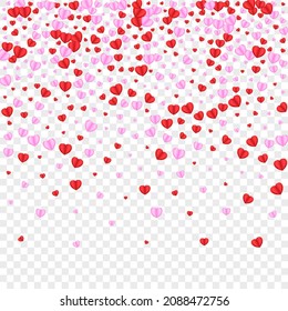 Red Heart Background Transparent Vector. Elegant Frame Confetti. Fond Greeting Pattern. Violet Heart Wallpaper Illustration. Tender Element Texture.